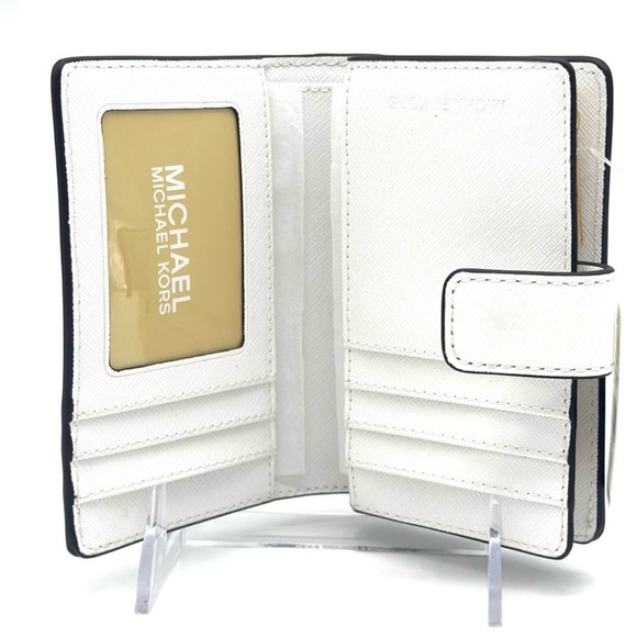 Michael Kors Bifold Zip Chain Wallet Optic White - Picture 6 of 9